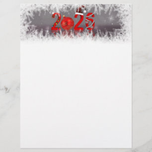 Festive Red Xmas New Year 2026 Stationery Paper