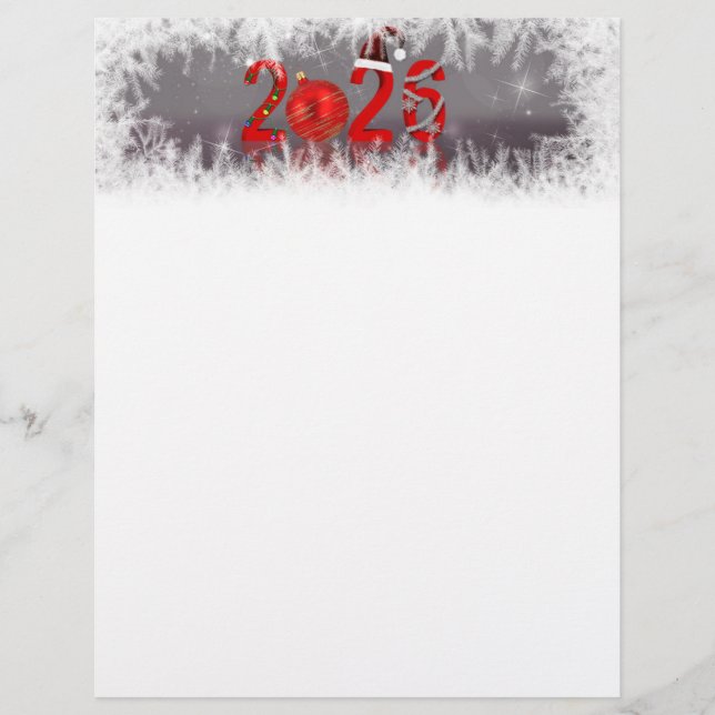 Festive Red Xmas New Year 2026 Stationery Paper (Front)