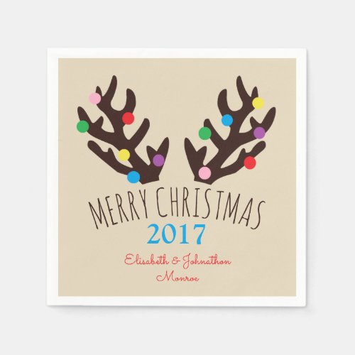 Festive Reindeer Antlers Christmas Napkin