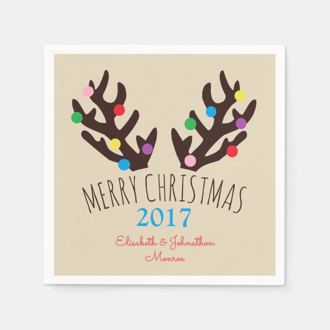 Festive Reindeer Antlers, Christmas Napkin (Front)