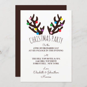 Festive Reindeer Antlers, Christmas Party Invitati Invitation