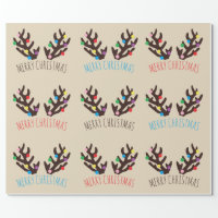 Rustic Christmas Reindeer Antler Ornaments Wrapping Paper, Zazzle in 2023