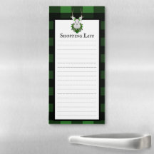 Festive Reindeer Buffalo Plaid Shopping List