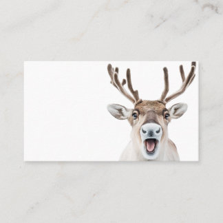 Festive Reindeer Business Card with Silly Faces