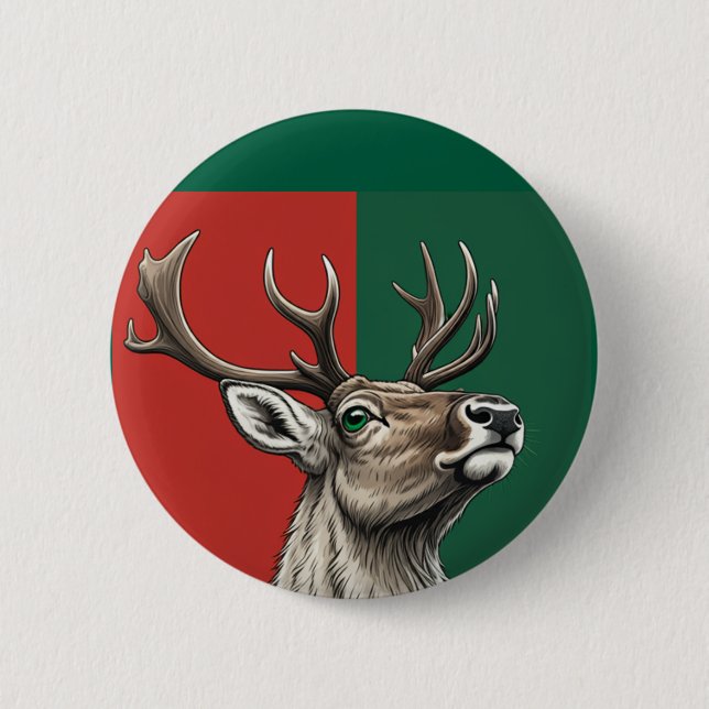 Festive Reindeer Button (Front)
