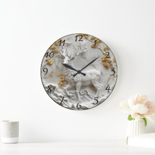 Festive Reindeer Christmas Decor Large Clock