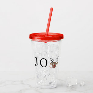 Festive Reindeer Christmas Holiday Joy Acrylic Tumbler