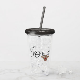 Festive Reindeer Christmas Holiday Joy Acrylic Tumbler