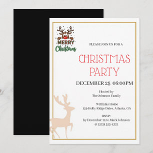 Festive Reindeer Christmas invitation