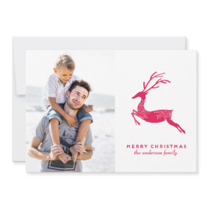 Festive Reindeer christmas photo card