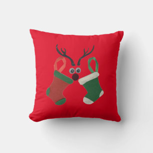 Festive Reindeer Elegance: A Holiday Symphony Art Throw Pillow