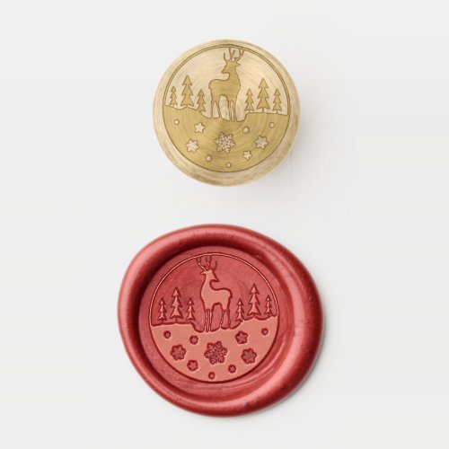 Festive Reindeer Forest Scene Christmas Wax Seal Stamp