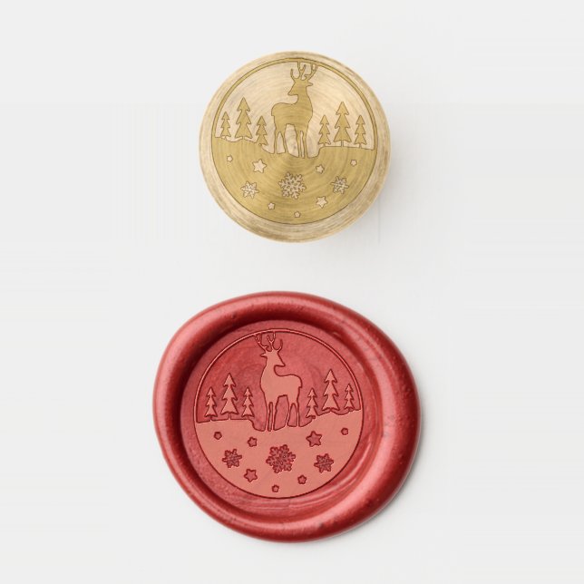 Festive Reindeer Forest Scene Christmas Wax Seal Stamp (Stamped)