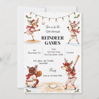 Festive Reindeer Games Invite, Family Christmas Invitation