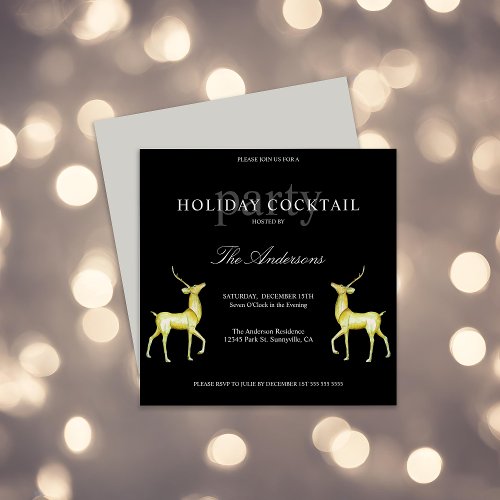 Festive Reindeer Holiday Cocktail Christmas Party Invitation