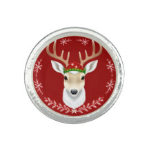 Festive Reindeer Illustration with Red Background