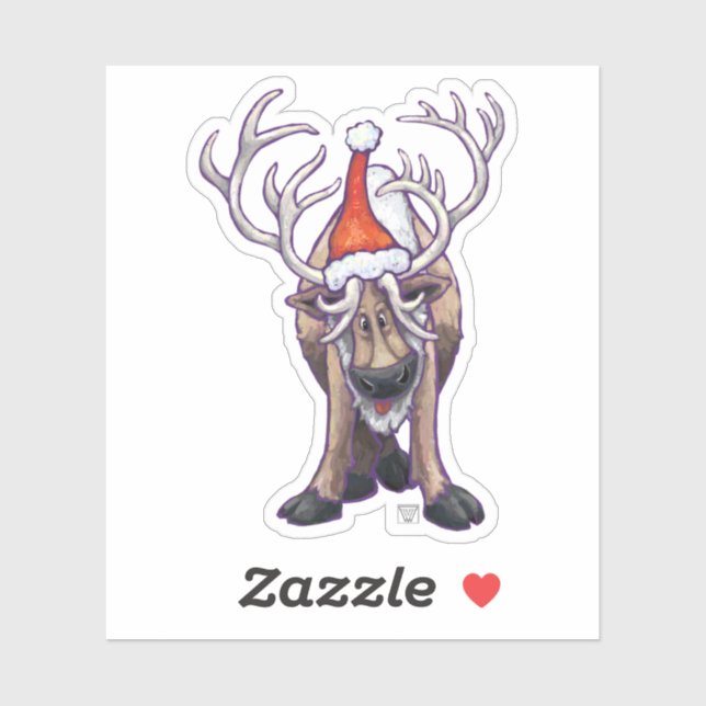 Festive Reindeer in a Santa Hat Sticker (Sheet)