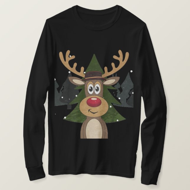 Festive Reindeer in a Winter Wonderland T-Shirt (Design Front)