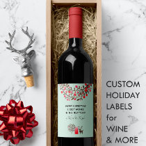 Festive Reindeer 🦌 on Sea Green  Wine Label