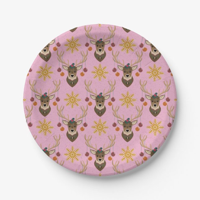 Festive Reindeer Paper Plates (Front)