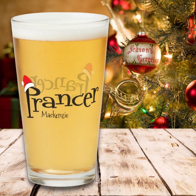 Festive Reindeer Prancer Santa Hat Christmas Glass (Creator Uploaded)