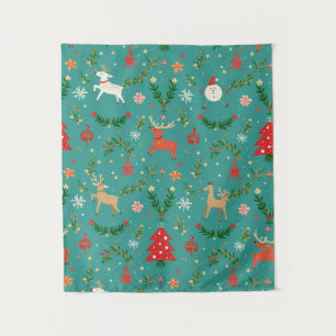 Festive Reindeer Wonderland Tapestry