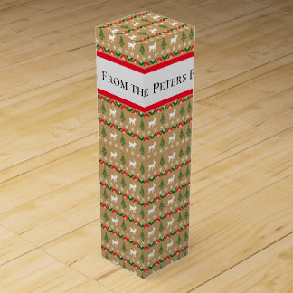 Festive Reindeers And Christmas Trees Wine Box