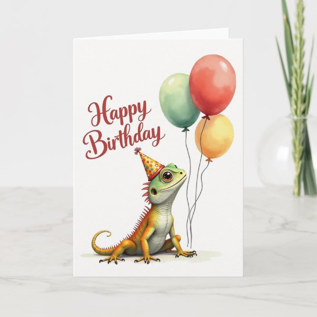 Festive Reptile Party Card (Front)