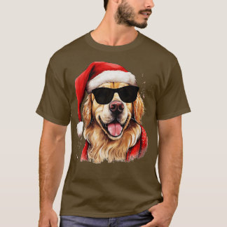 Festive Retriever Dog Watercolor Golden Retriever T-Shirt