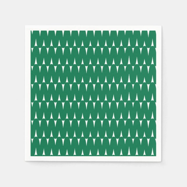 Festive Retro Bright Green Wavy Lines Christmas Napkins (Front)