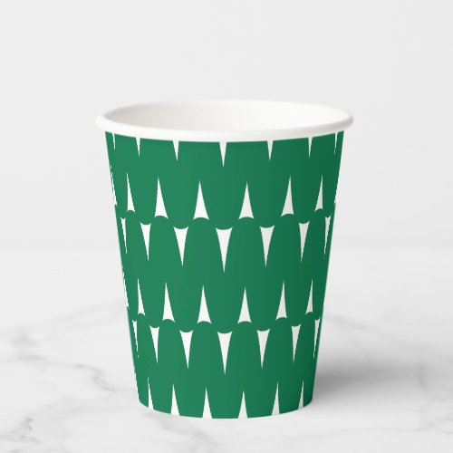 Festive Retro Bright Green Wavy Lines Christmas Paper Cups
