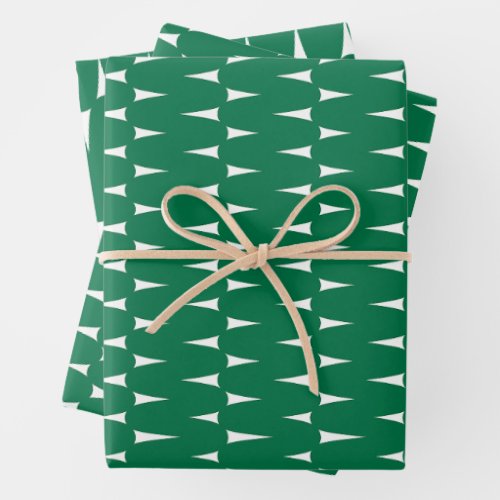 Festive Retro Bright Green Wavy Lines Christmas Wrapping Paper Sheets