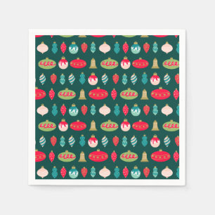 Festive Retro Christmas Ornament Midcentury Modern Napkins