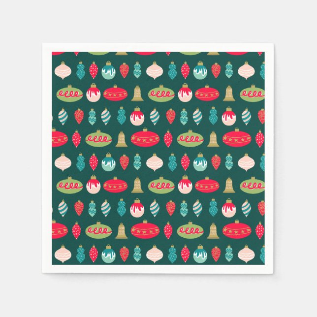 Festive Retro Christmas Ornament Midcentury Modern Napkins (Front)