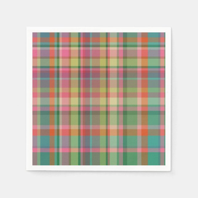 Festive Retro Christmas Plaid Cute Preppy Holiday Napkins (Front)