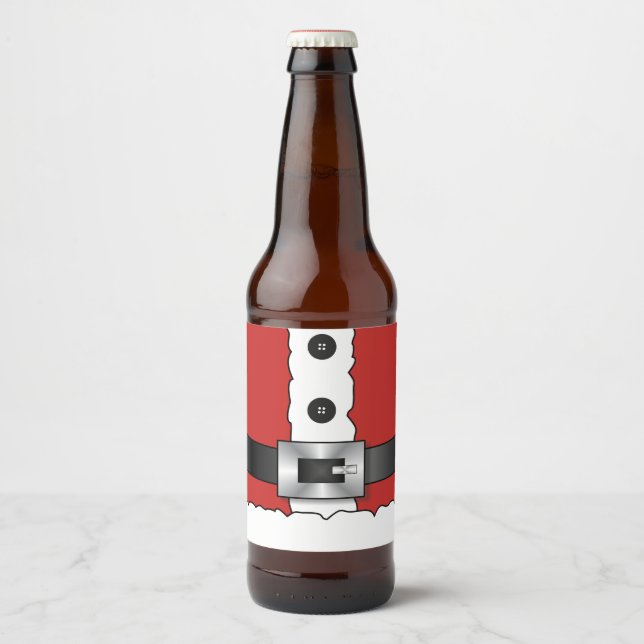 Festive Retro christmas red suit  Santa Claus Beer Bottle Label (Front)
