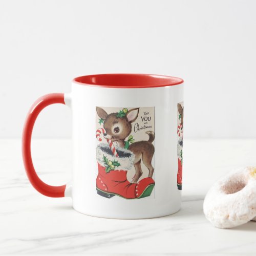 festive retro Christmas reindeer Holiday  Mug