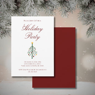 Festive Retro Christmas Tree Holiday Party Invitation