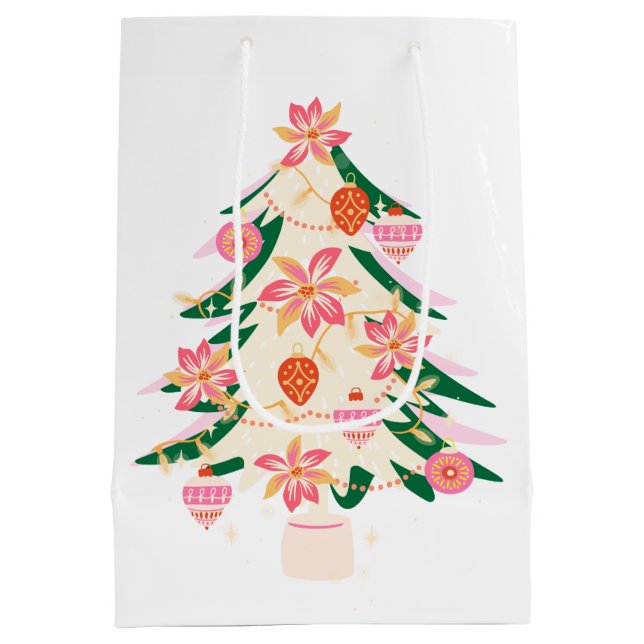 festive retro fun christmas tree ornaments medium gift bag (Back)