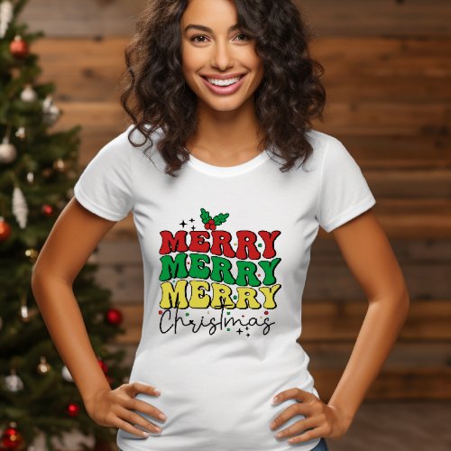 FESTIVE RETRO MERRY CHRISTMAS FAMILY  T_Shirt