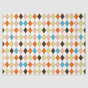 Festive Retro Pastel Diamond Pattern Tissue Paper