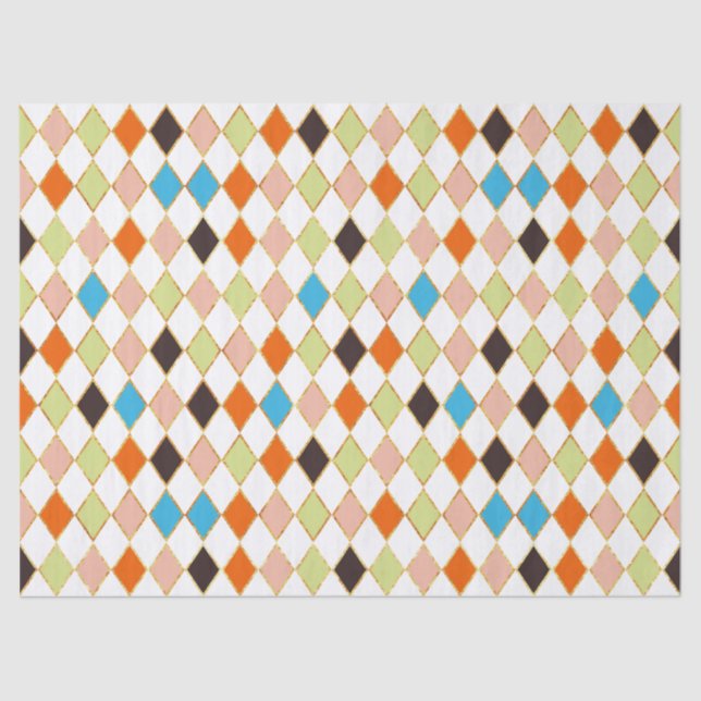 Festive Retro Pastel Diamond Pattern Tissue Paper (Front)