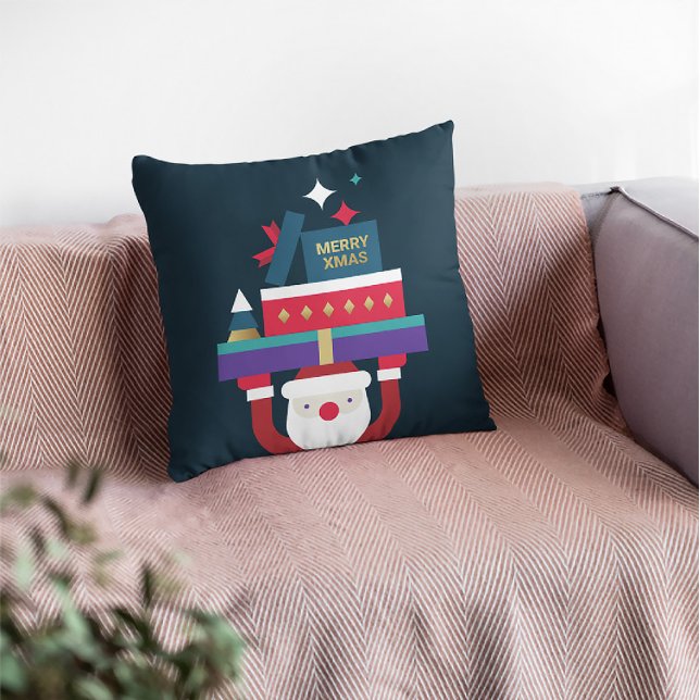 Festive Retro Santa Throw Pillow – Holiday Gifts (Creator Uploaded)