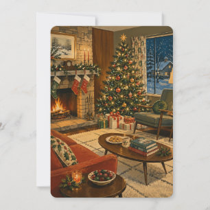 Festive Retro Vintage Christmas Card