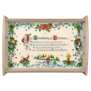 Festive retro vintage Christmas poem Serving Tray