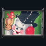 Festive retro vintage Christmas Snowman Serving Tray<br><div class="desc">Festive retro vintage Christmas Snowman Serving Tray</div>