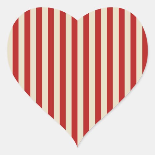 Festive Retro Vintage Vertical PopCorn Stripes Heart Sticker