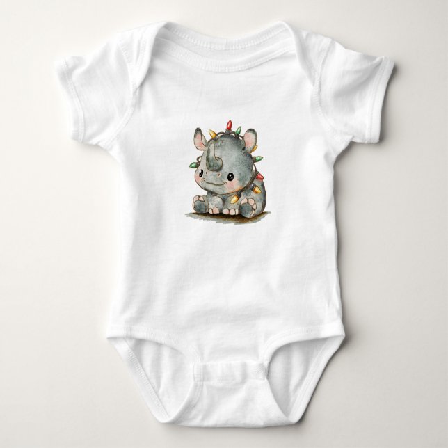 Festive Rhino Baby Bodysuit (Front)