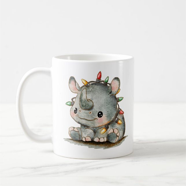Festive Rhino Coffee Mug (Left)