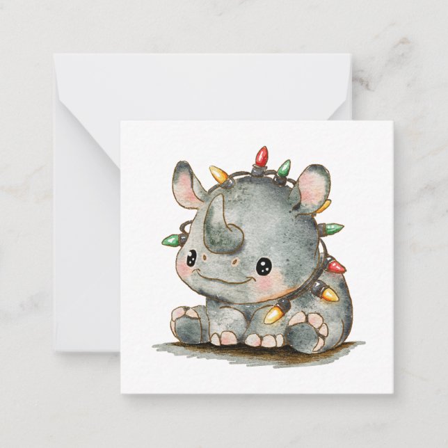 Festive Rhino Note Card (Front)
